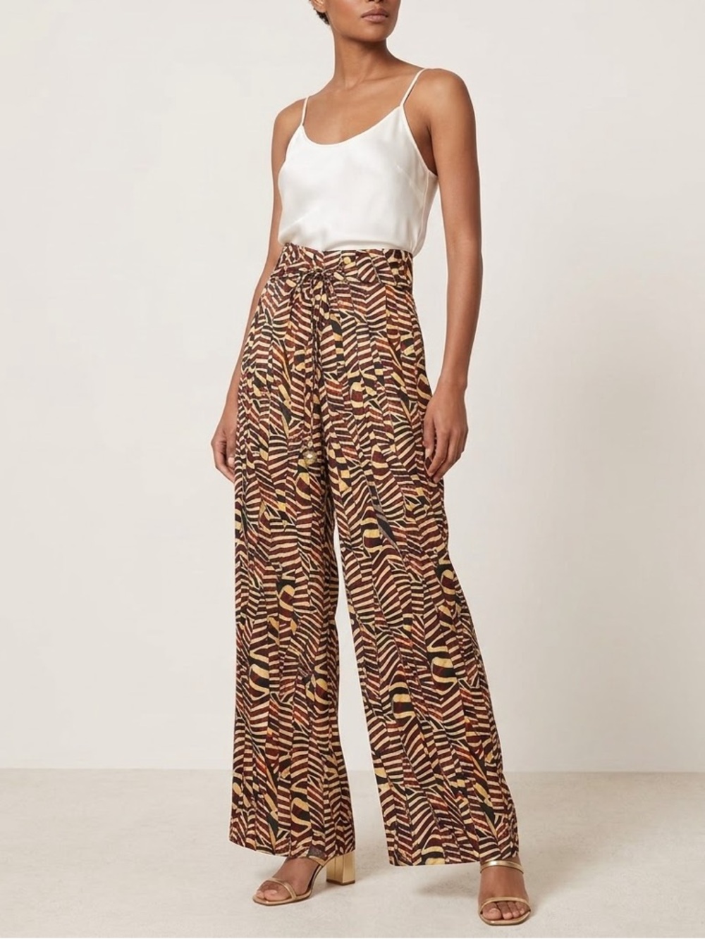 Alexis High Waist Pleated Tiger Zebra Print Wide Leg Pants Size Small
